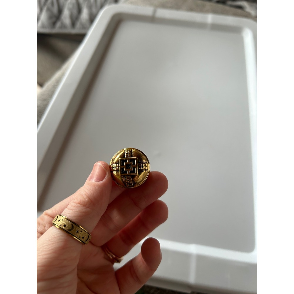 Vintage Gold Tone Buttons Set of 2 Unique Textured Replacement Craft Sewing - Picture 5 of 5